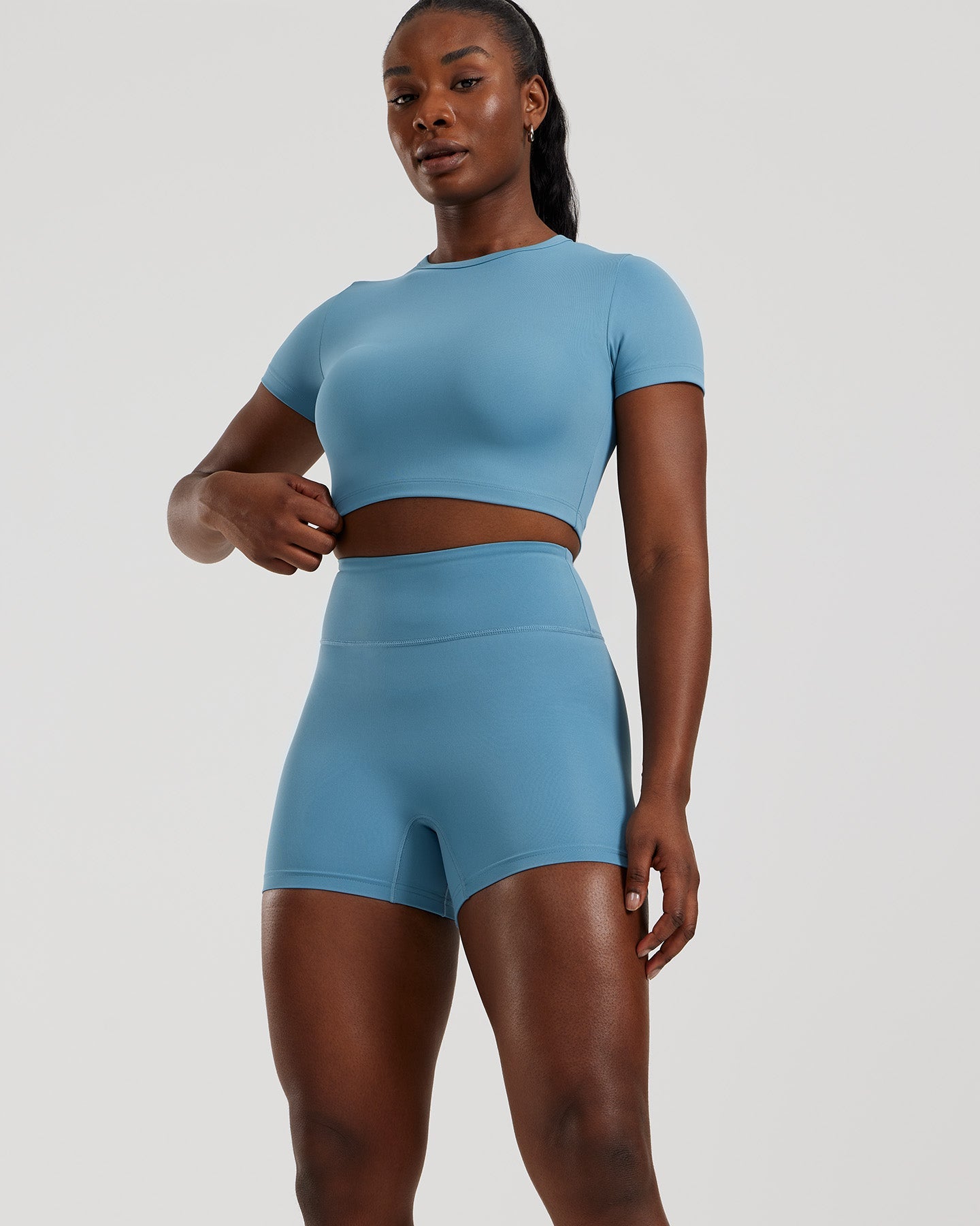 Essential Cropped Short Sleeve Tee | Basalt