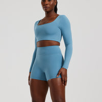 Essential Long Sleeve Built-In Bra Top | Basalt