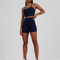 Essential Built-In Bra Crop Tank Top | Sapphire Blue