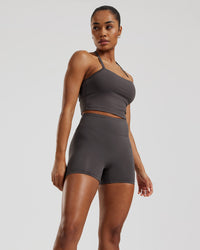 Essential Built-In Bra Crop Tank Top | Graphite