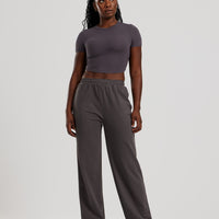 Comfort Ribbed Cropped T-Shirt | Graphite