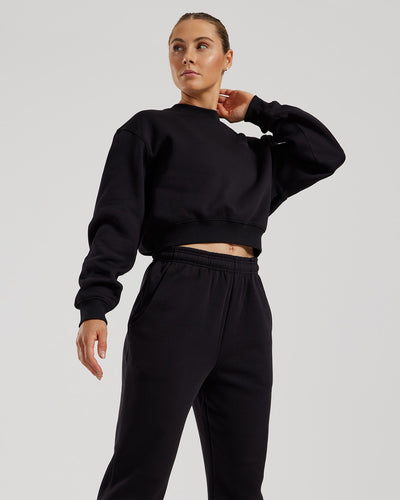 Comfort Cropped Crew Neck | Black