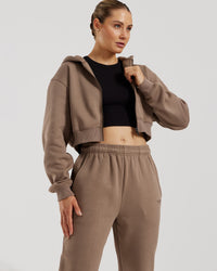 Comfort Cropped Full Zip Hoodie | Caribou