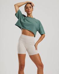 Comfort Oversized Cropped Short Sleeve T-Shirt Washed | Sage