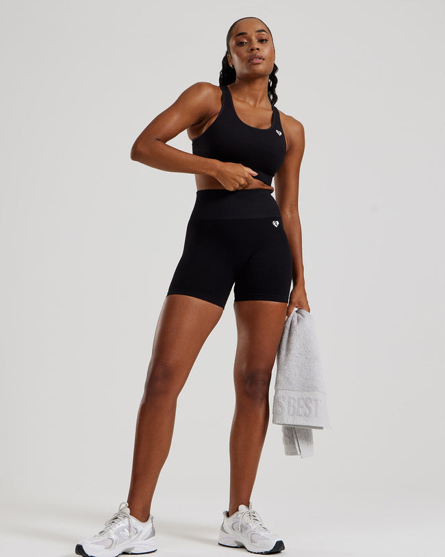 Power Seamless Adjustable Sports Bra | Black
