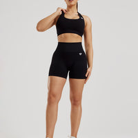 Power Seamless Halter Neck Bra | Black