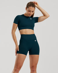 Power Seamless Short Sleeve Crop Top | Dark Moss
