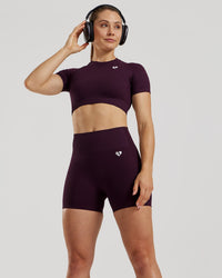 Power Seamless Short Sleeve Crop Top | Midnight Plum