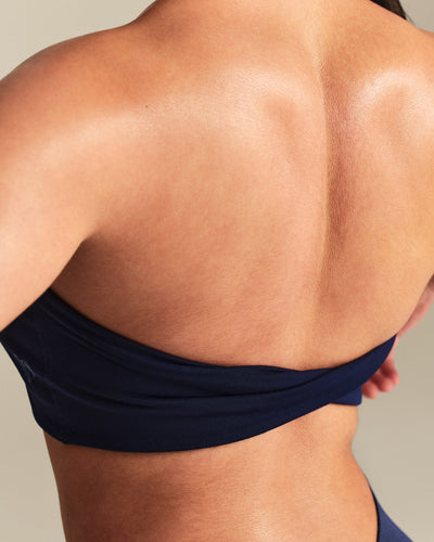 Essential Twist Back Bandeau Bra | Sapphire Blue