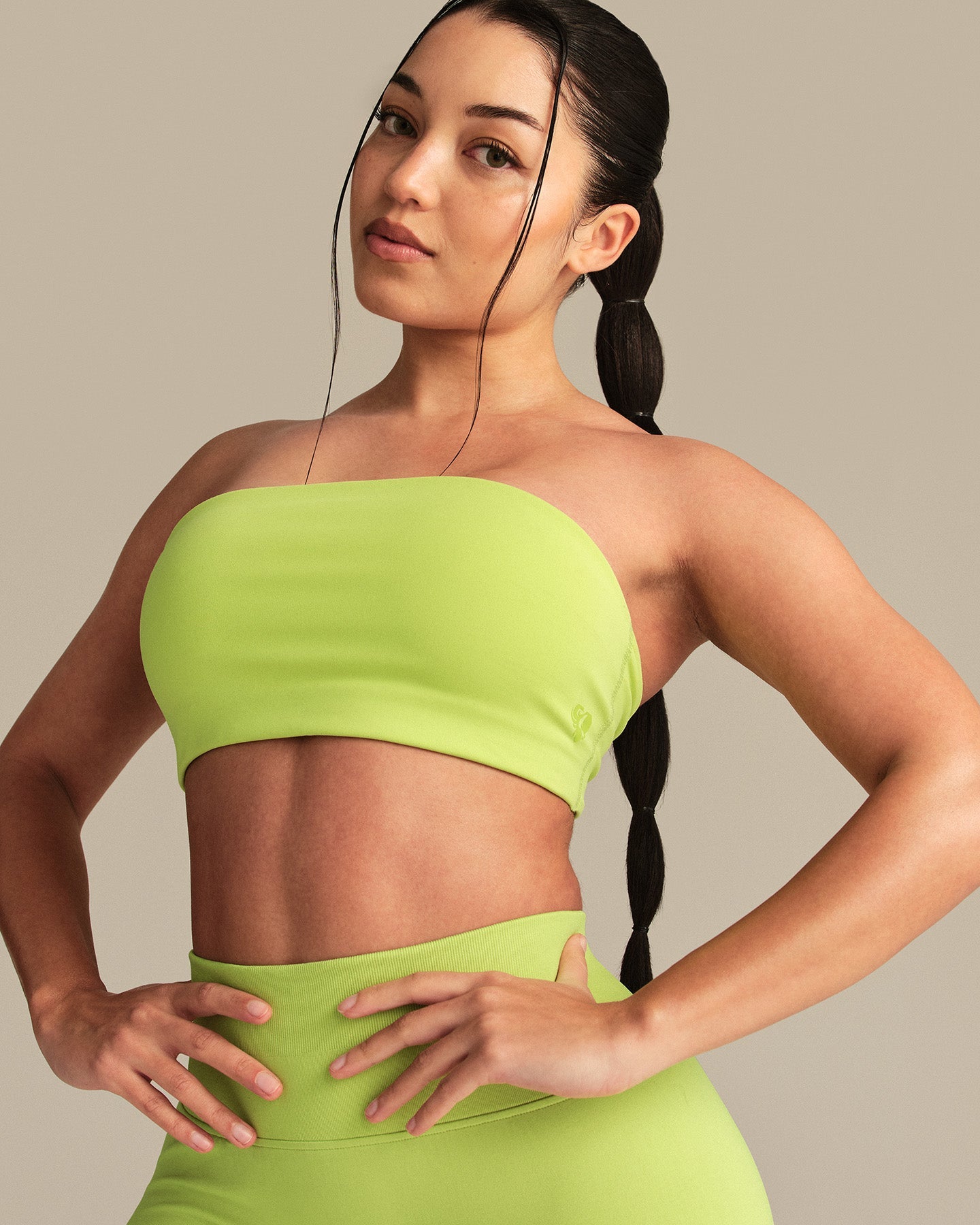 Essential Twist Back Bandeau Bra | Lime Punch