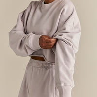 Comfort Lightweight Cropped Sweat | Steel Grey