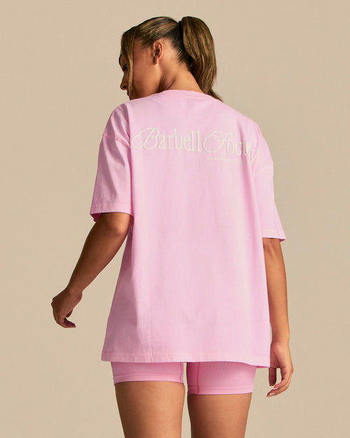Comfort Oversized Barbell Society Short Sleeve T-Shirt | Candy Pink