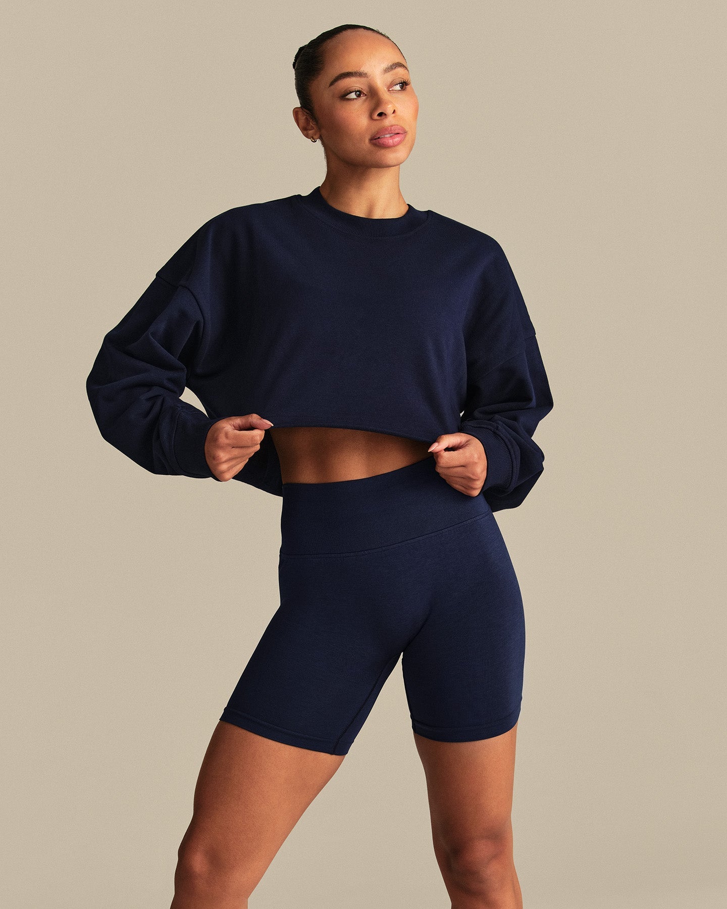 Comfort Lightweight Cropped Sweat | Sapphire Blue