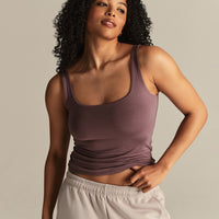 Smooth Contour Midi Square Neck Tank | Deep Mocha