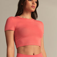 Smooth Contour Cropped Short Sleeve T-Shirt | Sunlit Coral