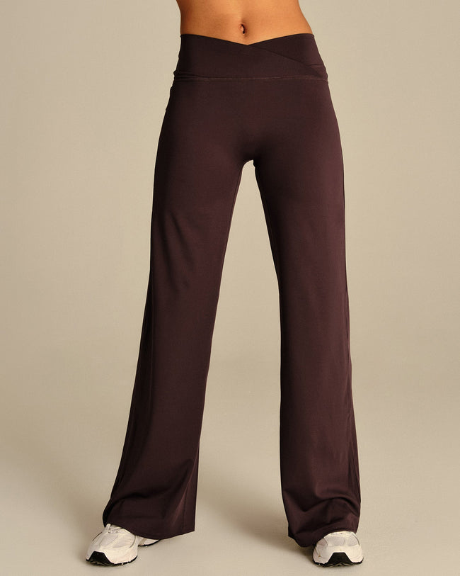 Essential Wrap High Waist Straight Leg Pants | Cafe Noir