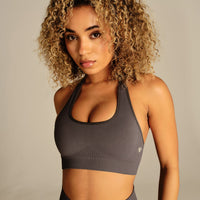 Power Halter Neck Bra | Slate Grey