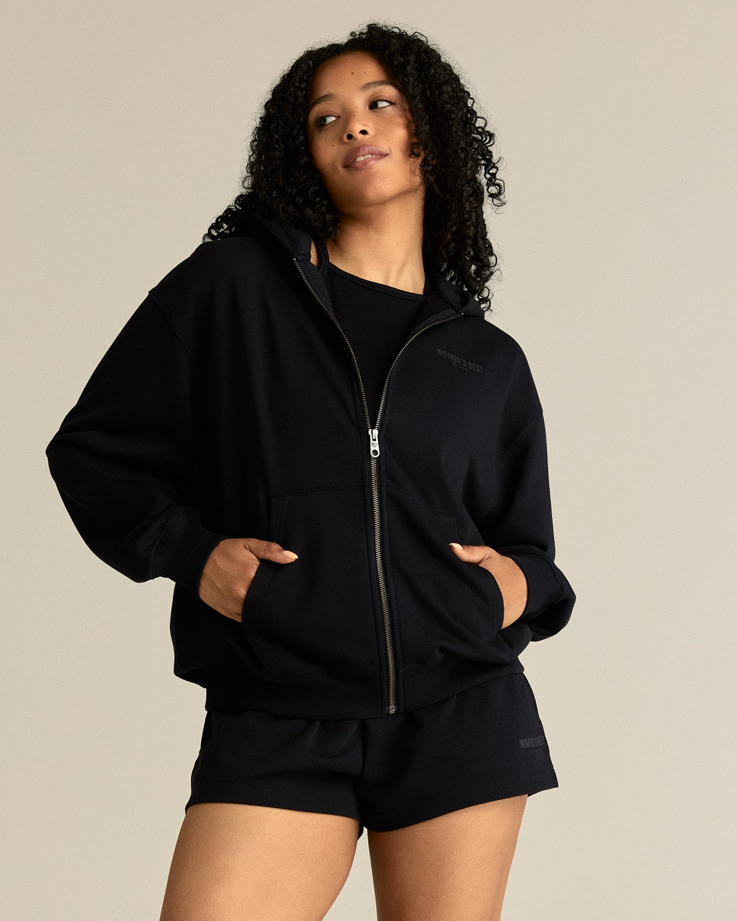 Comfort Lightweight Oversized Zip Up Hoodie | Black