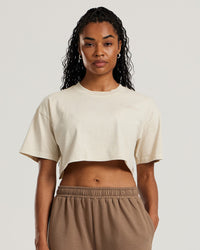 送料無料 Comfort Vintage Look Oversized Cropped Short Sleeve T-Shirt トップス