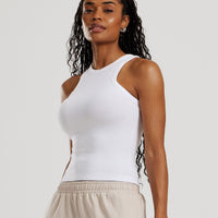Comfort Ribbed Midi Tank | White