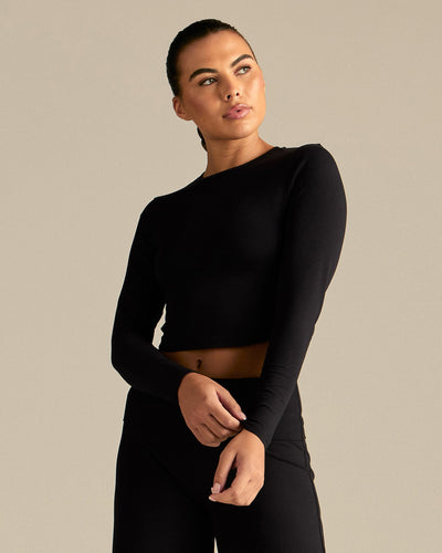 Cotton Contour Long Sleeve T-Shirt | Black