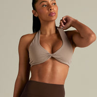 Essential Twist Front Halter Bra | Buff