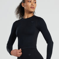 Motion Seamless Long Sleeve Midi Top | Black