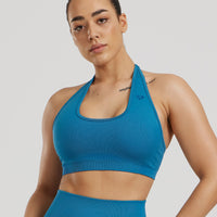 Motion Seamless Halter Bra | Peacock Blue