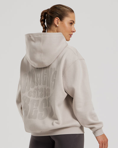 Comfort Oversized Statement Graphic Hoodie Stone Women's Best