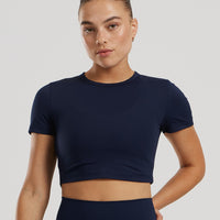 Essential Cropped Short Sleeve Tee | Sapphire Blue