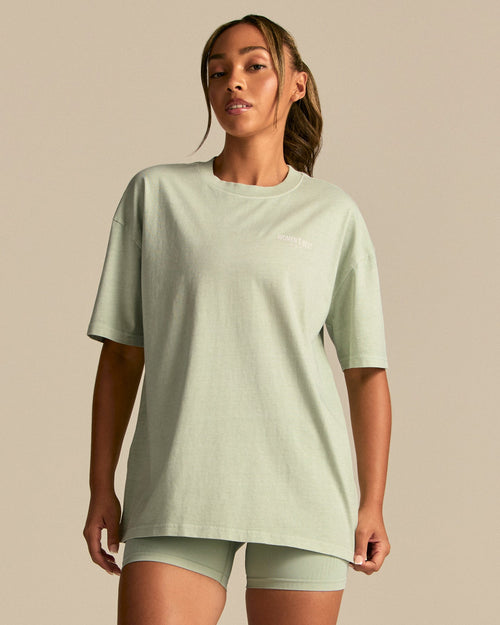 Comfort Oversized Barbell Society Short Sleeve T-Shirt | Calming Green
