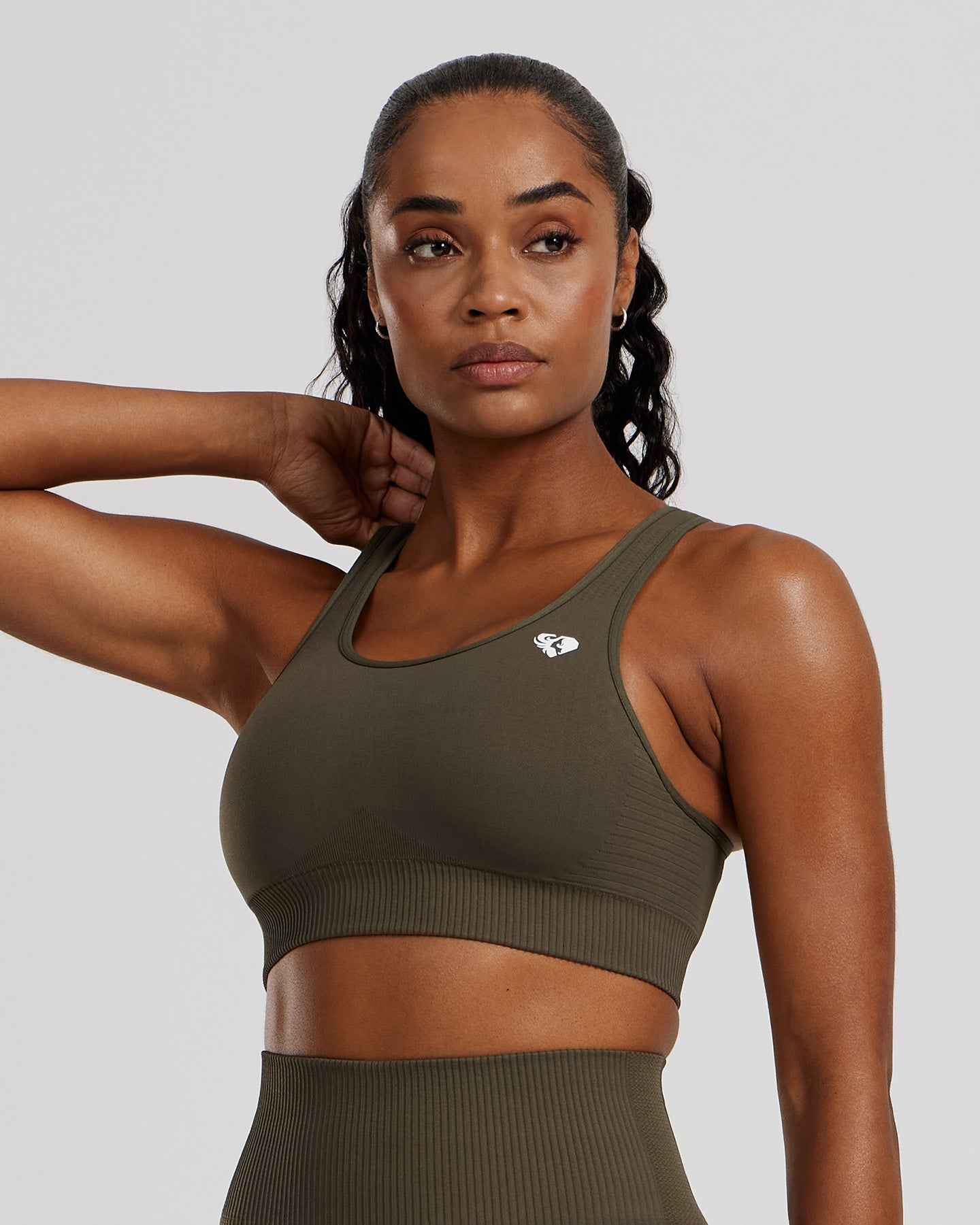 Power Seamless Adjustable Sports Bra | Dark Olive