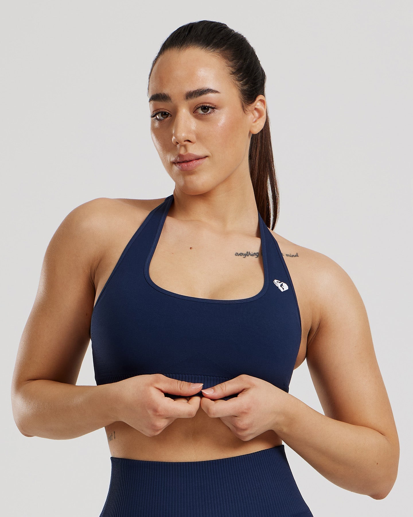 Power Seamless Halter Neck Bra | Sapphire Blue