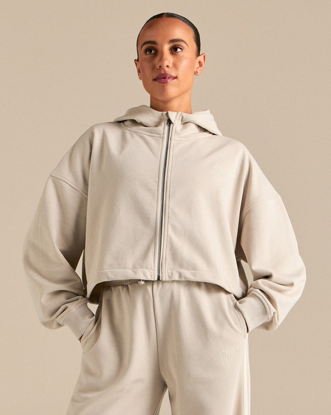 Comfort Lightweight Draw Hem Hoodie | Stone
