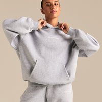 Comfort Oversized Sports Club Hoodie | Silver Grey Marl
