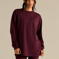 Comfort Oversized Long Sleeve T-Shirt | Vintage Merlot