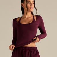 Smooth Contour Long Sleeve Reversible T-Shirt | Merlot