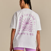 Comfort Summer Lifting Club Oversized T-Shirt | White/Vivid Orchid