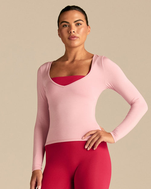 Smooth Contour Long Sleeve Reversible T-Shirt | Sweet Pink