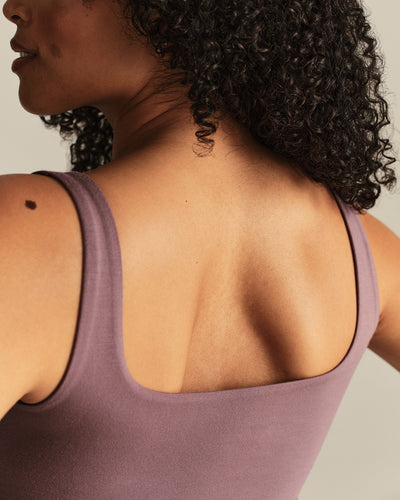 Smooth Contour Midi Square Neck Tank | Deep Mocha