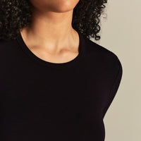 Smooth Contour Midi Crew Neck Long Sleeve T-Shirt | Black