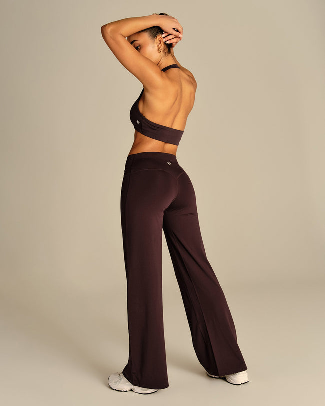 Essential Wrap High Waist Straight Leg Pants | Cafe Noir