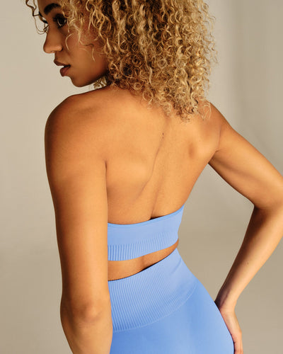Power Halter Neck Bra - Chambray Blue