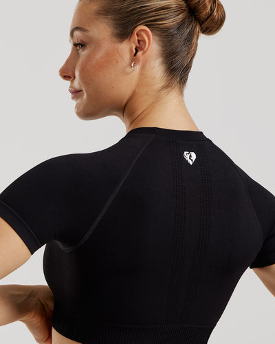 Power Seamless Short Sleeve Crop Top - Black | Women's Best