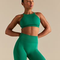 Define 2.0 Seamless High Neck Backless Bra | Amazonia Green
