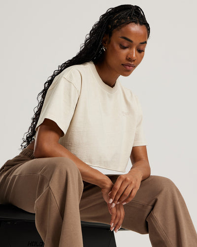 Cotton Short-Sleeve Cropped Shirt in Shirts & Tees | Vince