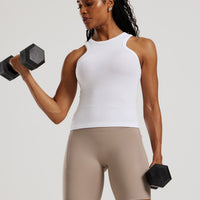 Comfort Ribbed Midi Tank | White