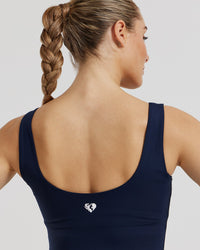 Essential Built-In Bra Scoop Back Tank | Sapphire Blue