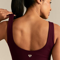 Essential Built-In Bra Scoop Back Tank | Merlot