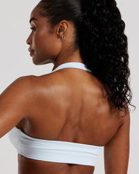 Essential Twist Front Halter Bra | Icy Blue